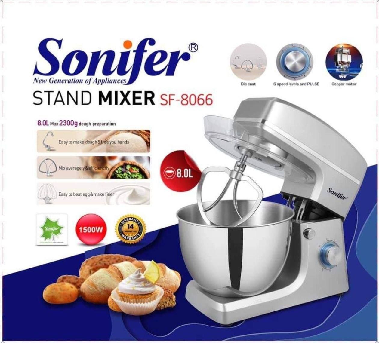 Новый Sonifer 8066 Промышленный Планетарный миксер с чашкой Stand mixe
