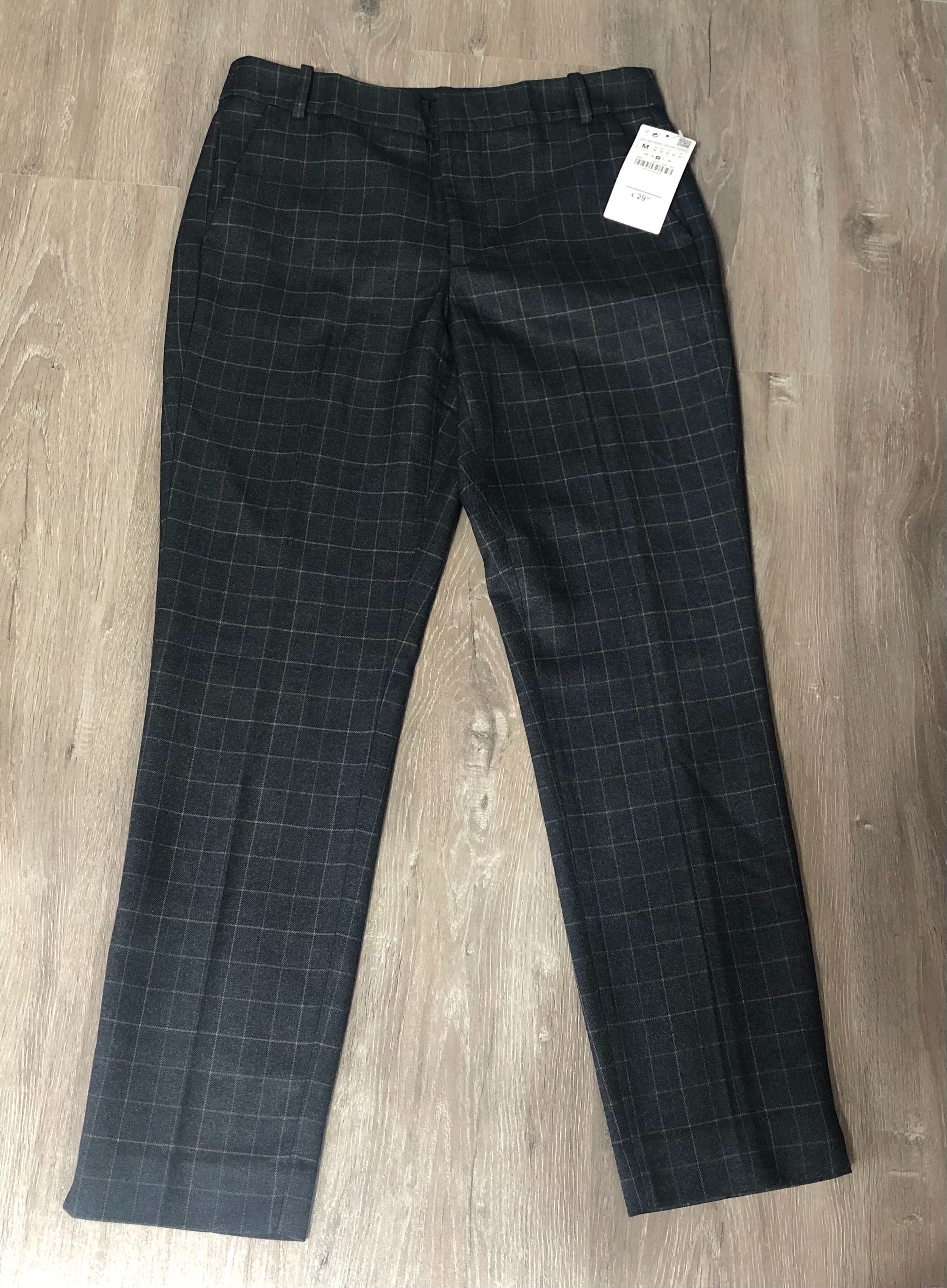 Pantaloni noi Zara mărime M pantaloni cu carouri pantaloni dungi Zara