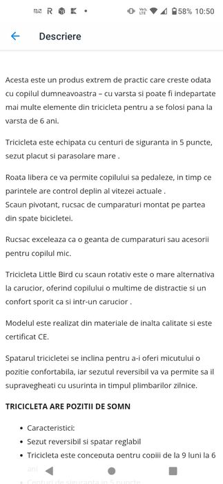 Tricicleta 4in 1 rotativa cu pozotie de somn