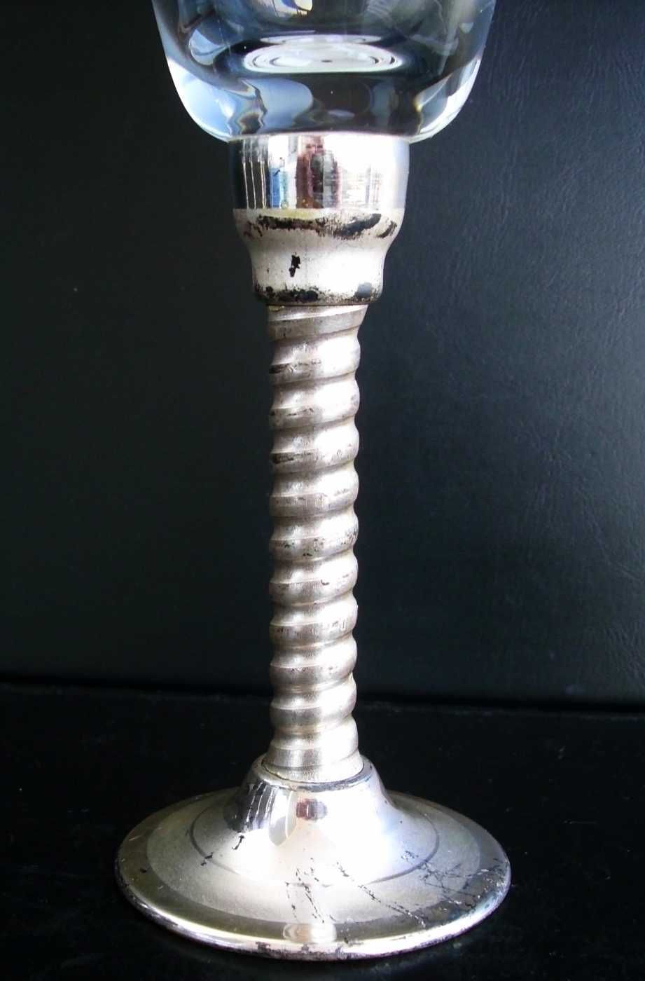 Сервиз чаши за шампанско кристал сребро Бохемия