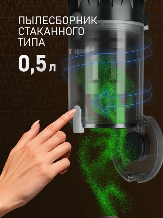 Вертикальный беспроводной пылесос Weissgauff V12 BLDC 400 Nero Turbo