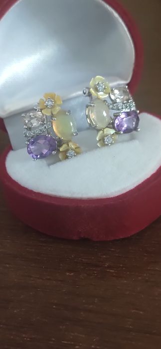 Серьги новые серебро с натуральным камнем