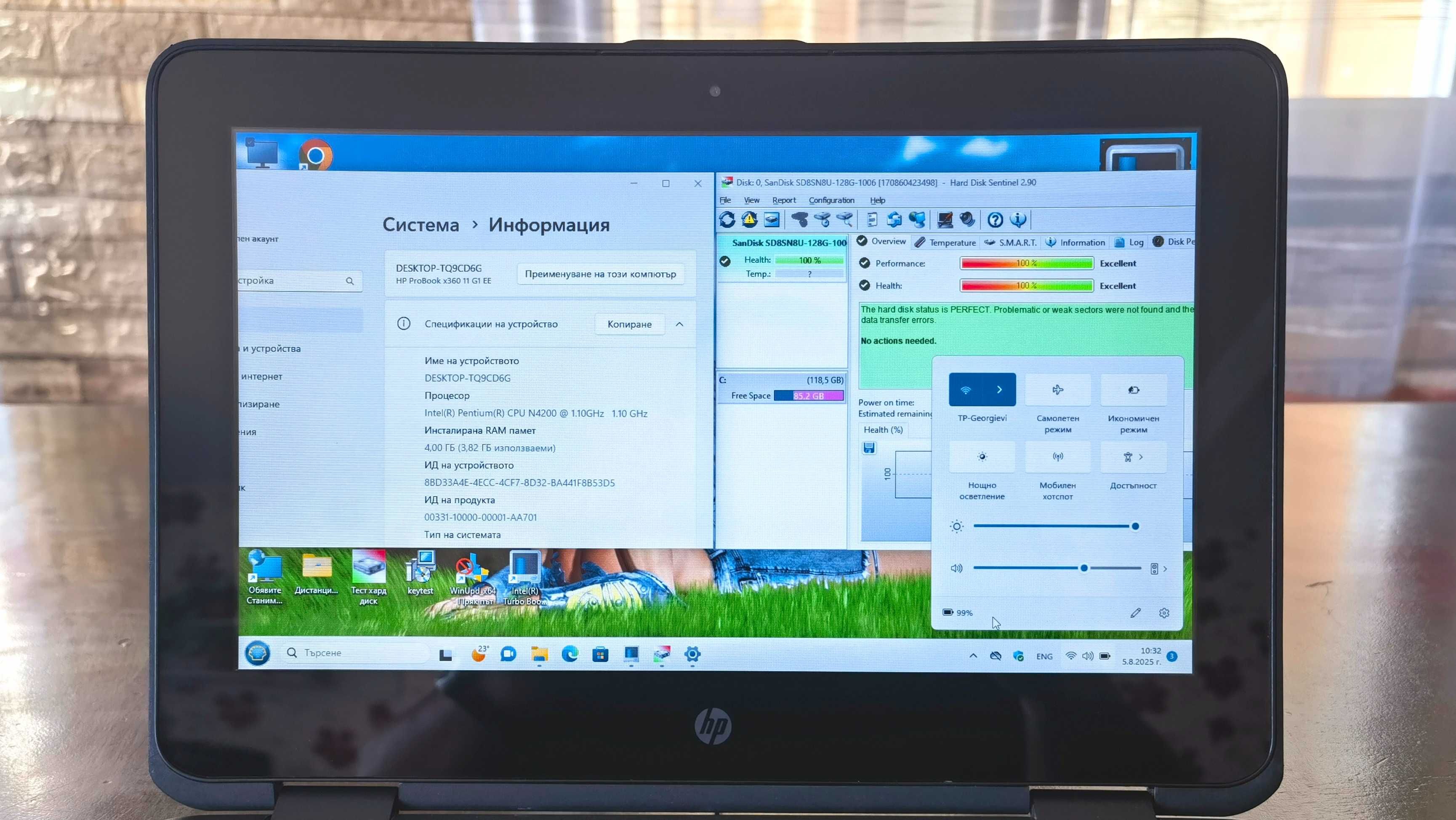 Гаранционен Touchscreen HP/IPS11.6сKам/4CoreUp2.5ghz/4gbDDR/SSD256gb