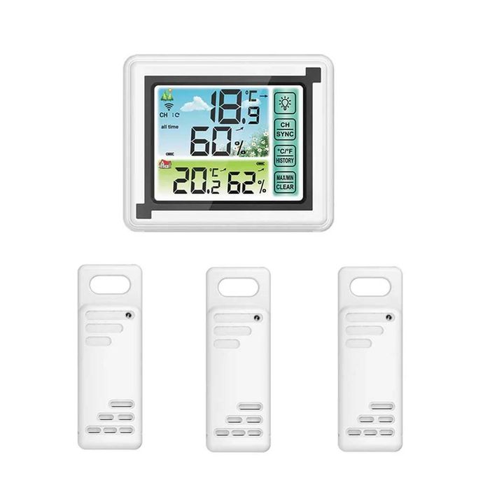 Метеорологична станция, 3 безж. предавателя, обхват 60м, LCD екран