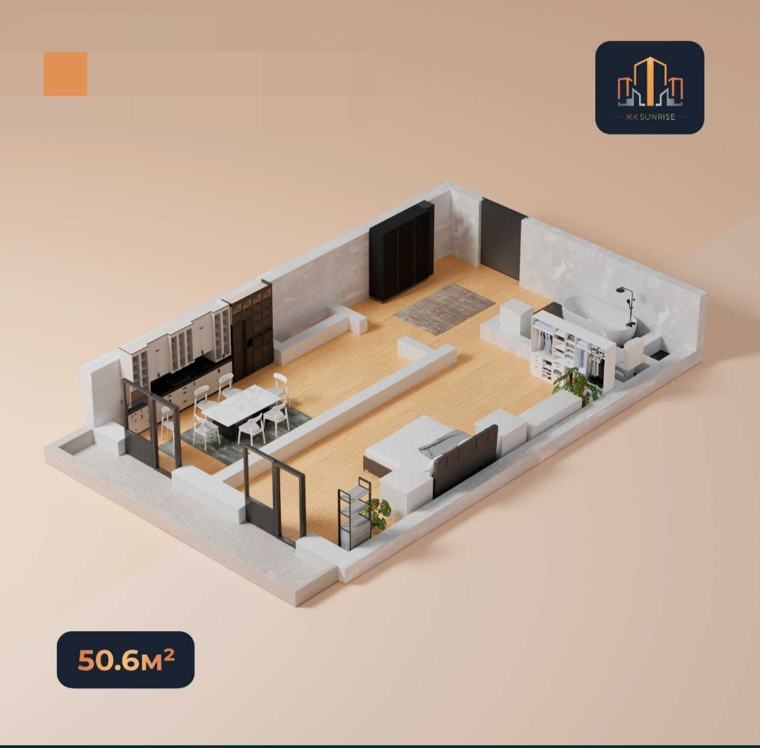 Квартира  50,6м2 за 39999$