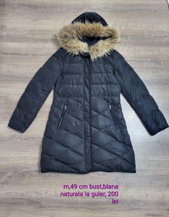 Geaca cu guler din blana naturala