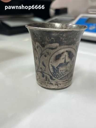 Руска сребърна чаша за кидуш от 19-ти век, 0.84 проба