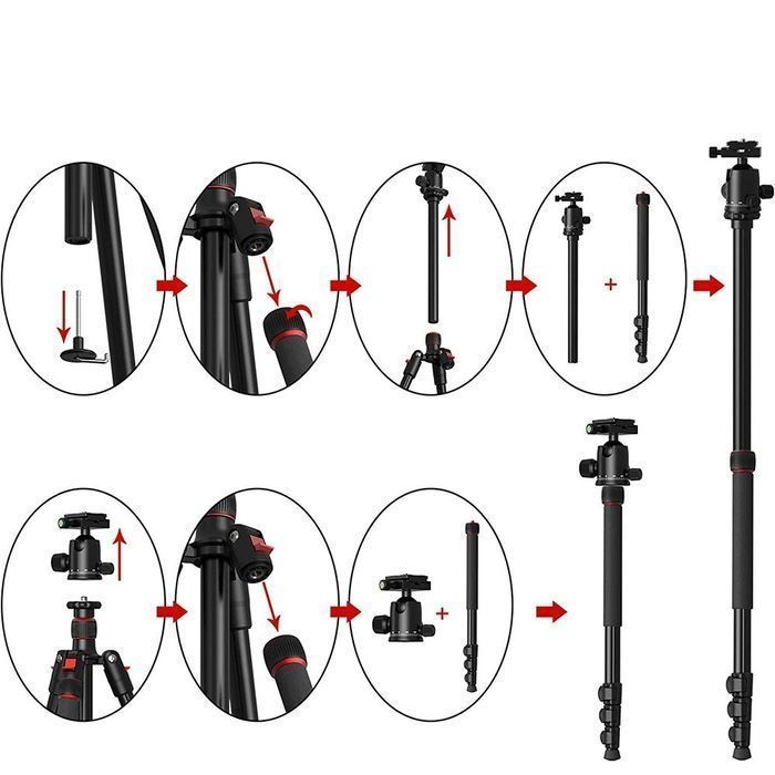 Suport Trepied foto monopied reglabil,44 -168 cm, cu cap rotativ 360