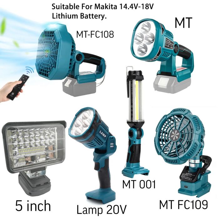 Строительные Фонари, Прожектора и Вентиляторы на аккумуляторы Makita