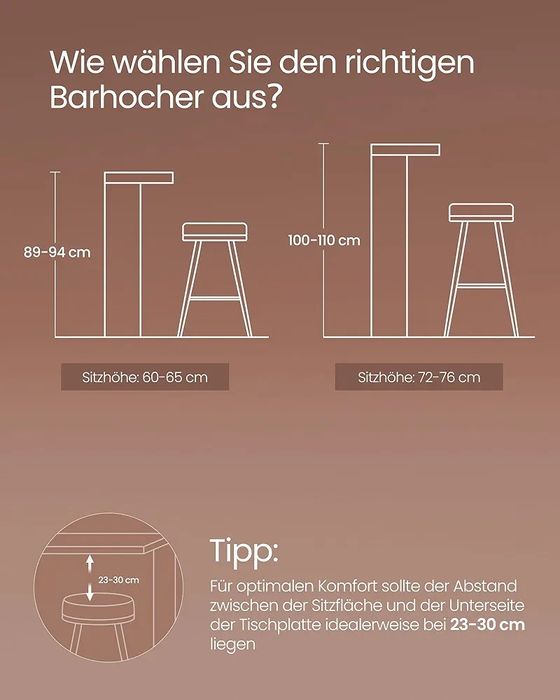 Set 2 scaune inalte pentru bar, Vasangle, 65cm