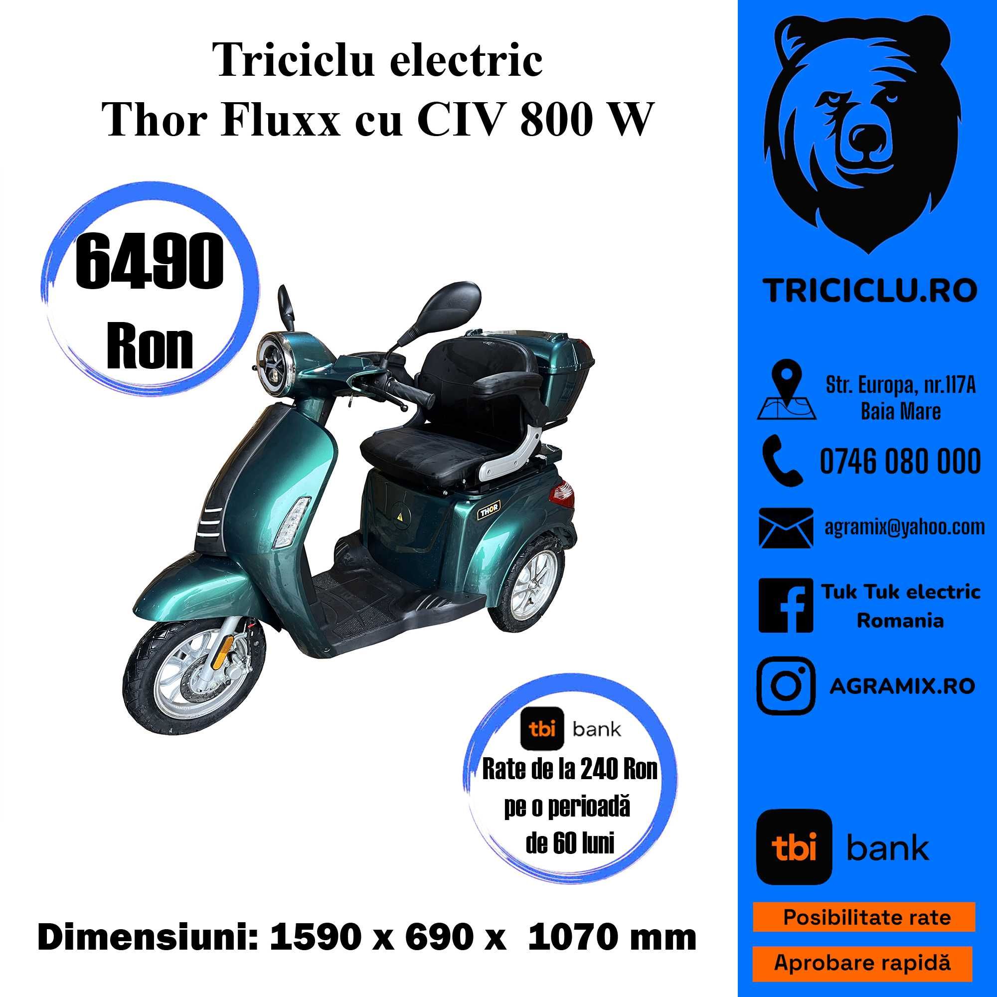 Tricicluri noi electrice Thor Fluxx 800W Agramix