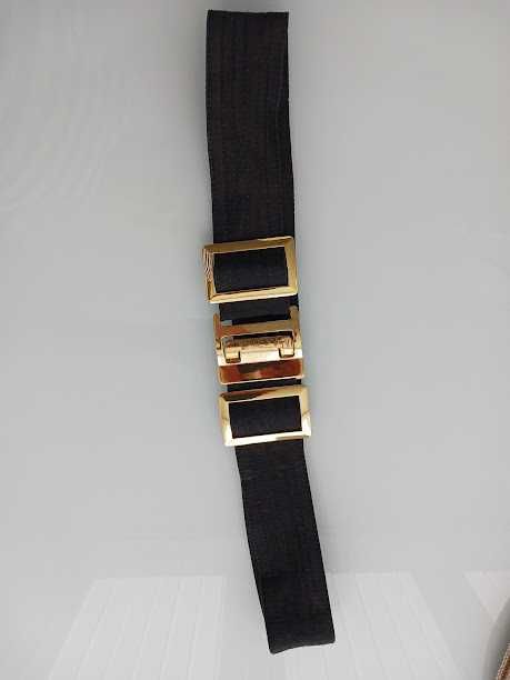 Черен дамски колан, текстил с минимална еластчност за талия 90-97см.