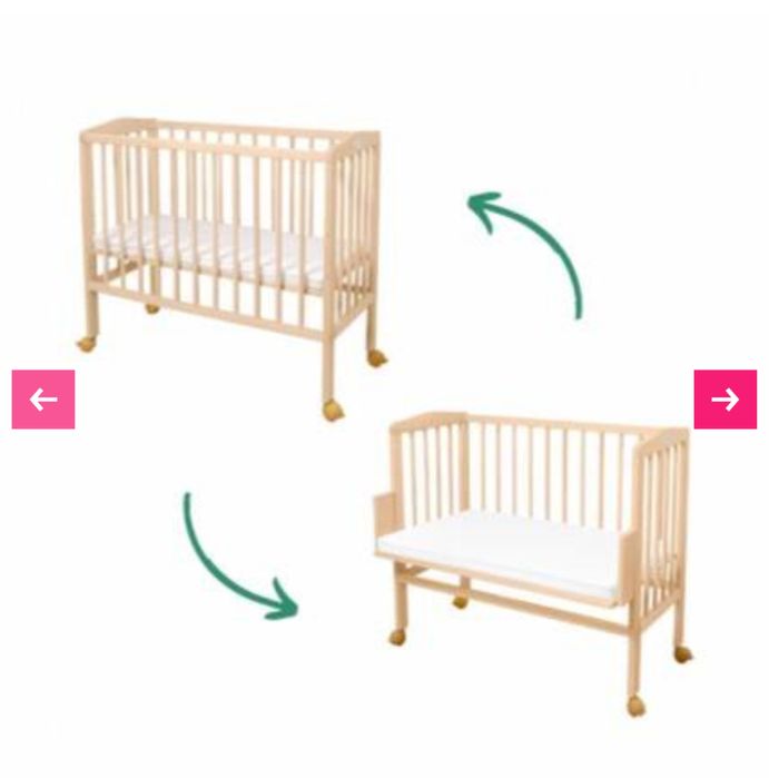 Pătuț co-sleeping Waldin 2 în 1 cu saltea cocos