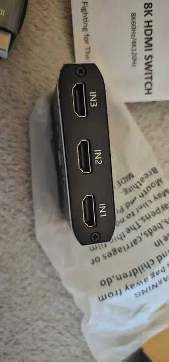Splitter   Switch HDMI 8K, 3 x HDMI 2.1, 60/120 Hz, la 1 x HDMI, Negru