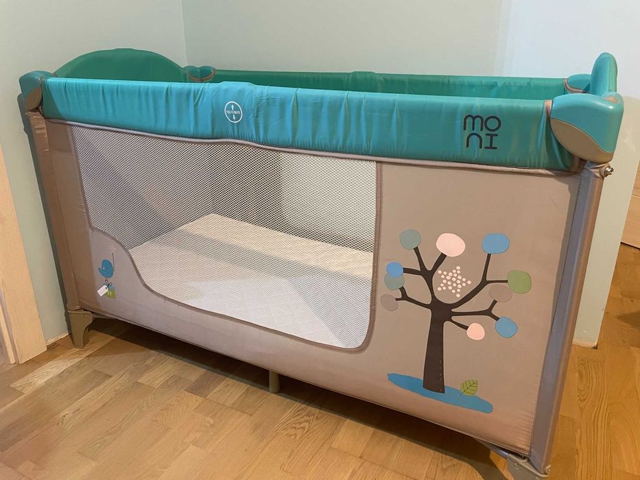 Pătuț de voiaj pliabil, nefolosit (saltea de cocos+cearceafuri bonus)