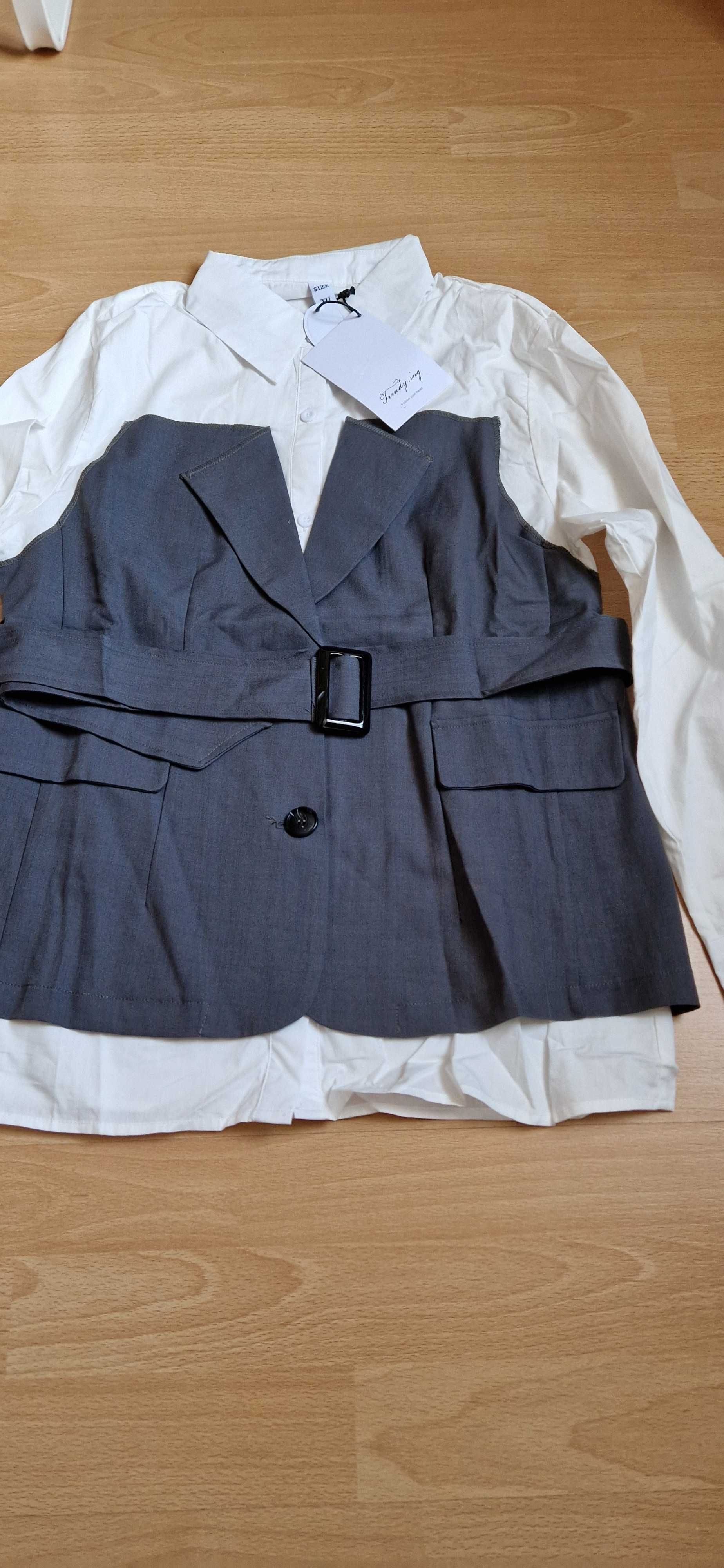 Camasa dama eleganta alb/negru oversize