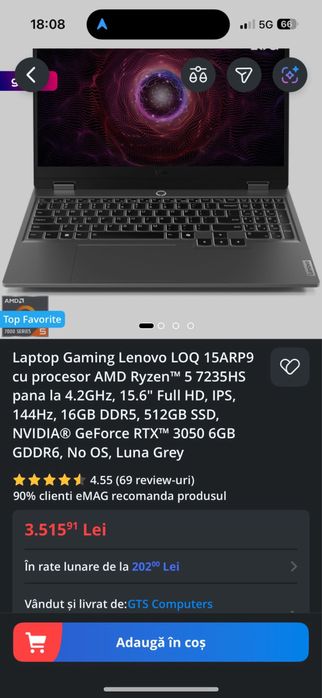 Vand Laptop Lenovo  Gaming