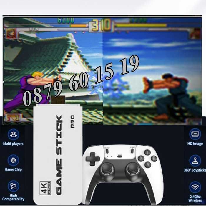 Безжична конзола М15, 30 000+ игри, Два безжични джойстика, 4K HD