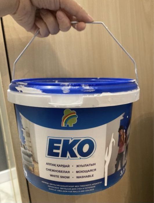 Краска водоэмульсионная Eko, Радуга снежнобелая матовая моющаяся