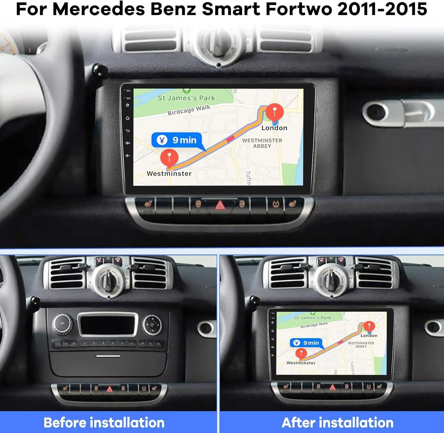 Мултимедия за Mercedes Benz Smart Навигация за с Android двоен дин 2