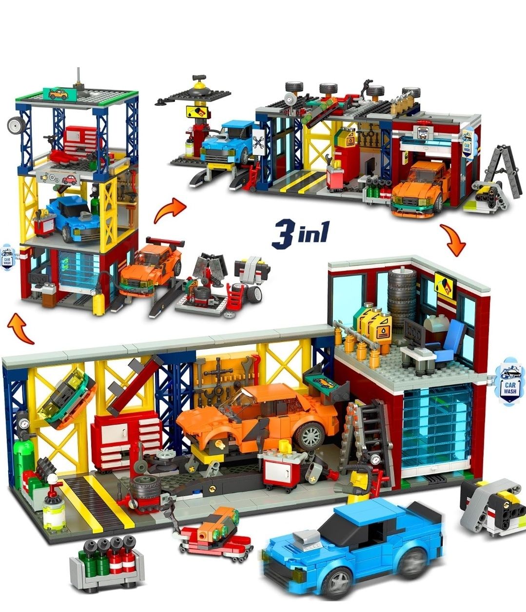 Детски конструктор 3 в 1 Hogokids гараж за коли lego