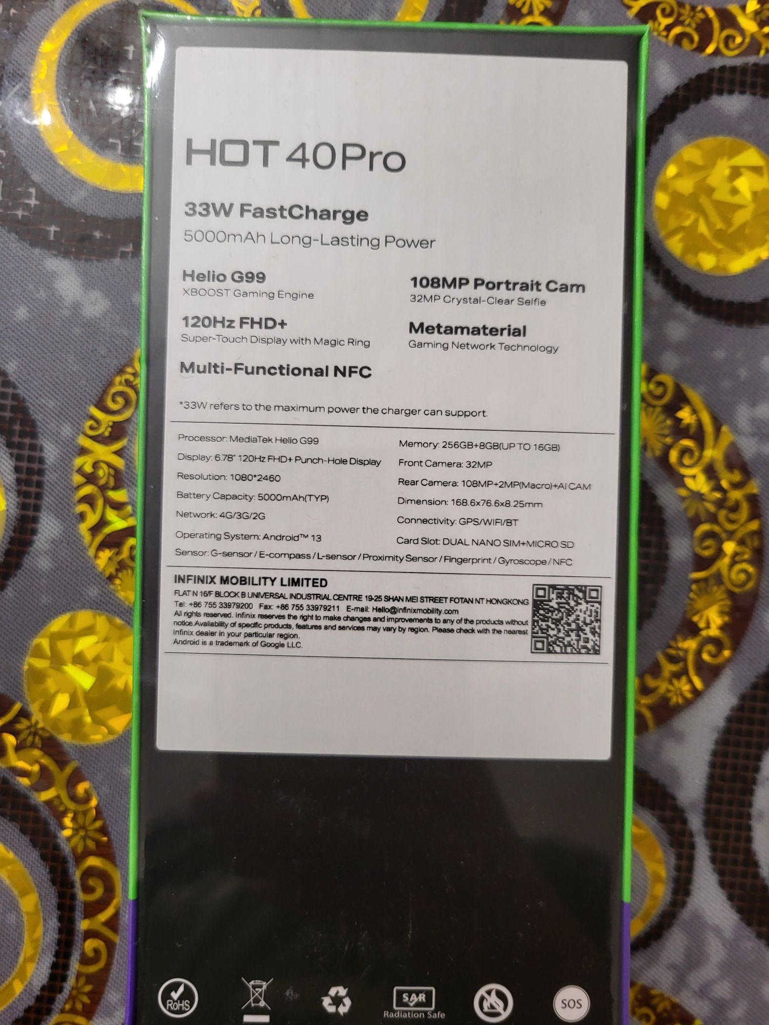 Смартфон Infinix hot 40 pro новый не вскрытый
