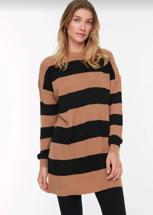 Pulover tricotat lung,nou cu etichetă