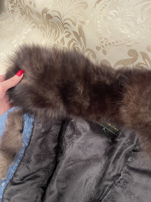 Geaca 2 in 1 de blug captusita, cu blana naturala de vulpe detasabila