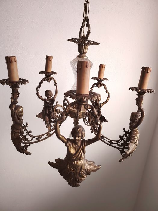 Superb candelabru din bronz masiv in stilul francez Empire cu 5 brațe
