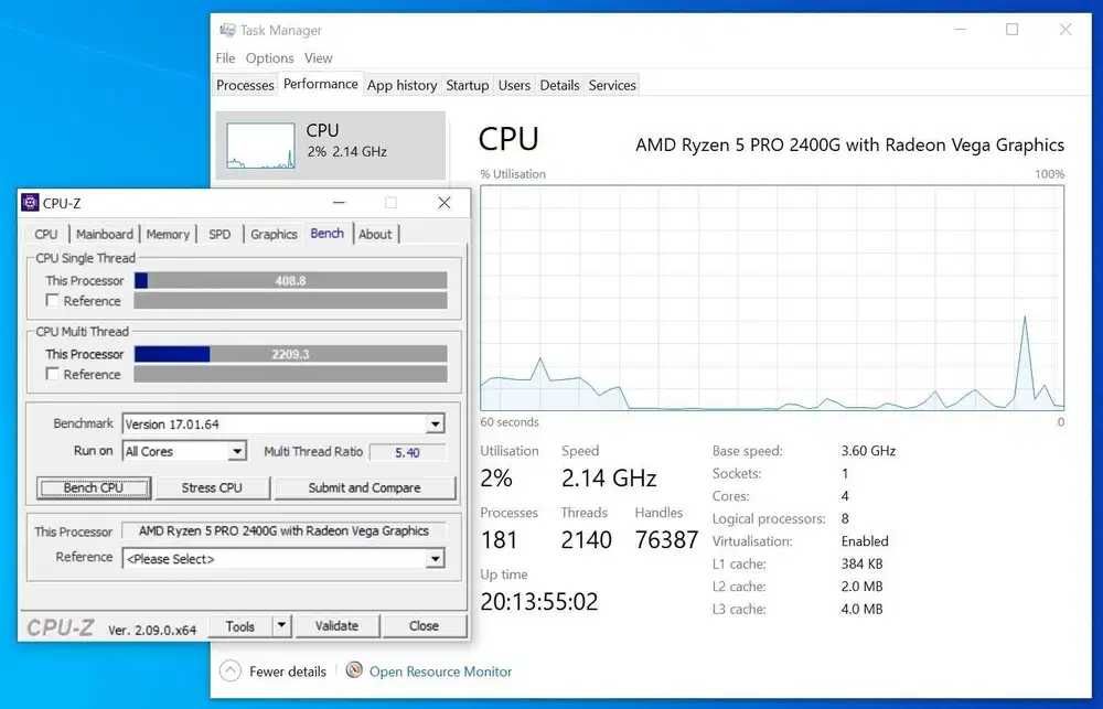 HP EliteDesk 705 G4 SFF Ryzen 2400G 8GB RAM licenta Win10Pro