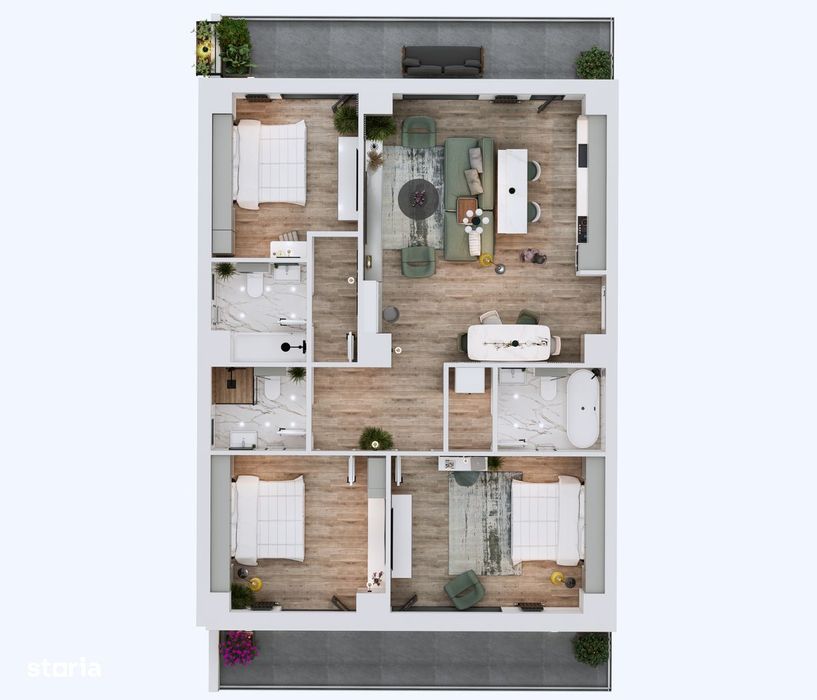 Apartament 4 camere 120 mp, zona linistita, terasa, izolatie, parcuri