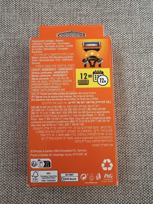 Rezerve lame Gillette Fusion 5 portocaliu noi sigilate 12 rezerve