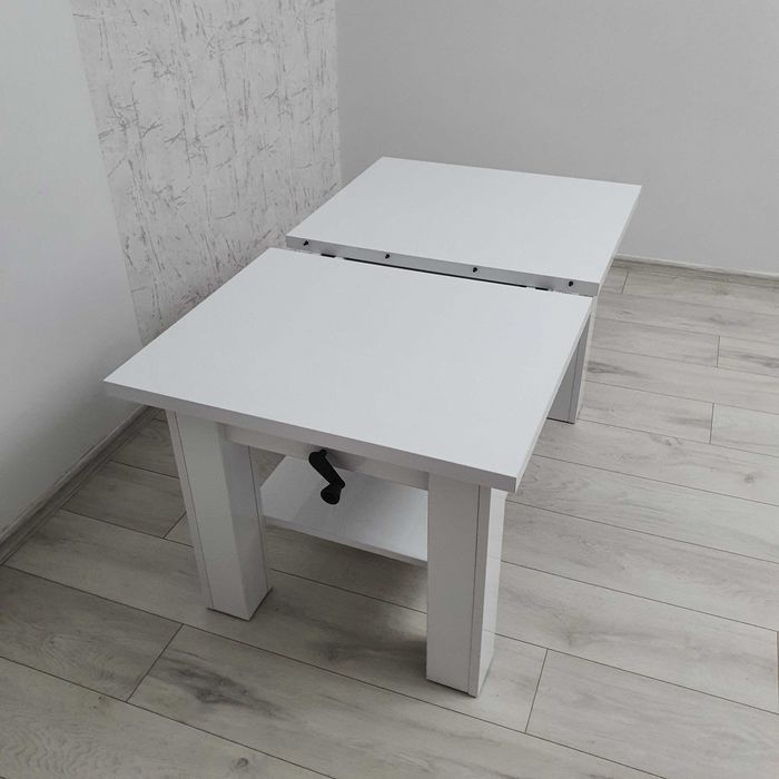 Vand masa MDF - alb lucios - extensibila