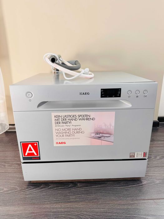 Малка/компактна съдомиялна тип кубче AEG, клас A+, 6 комплекта, инокс