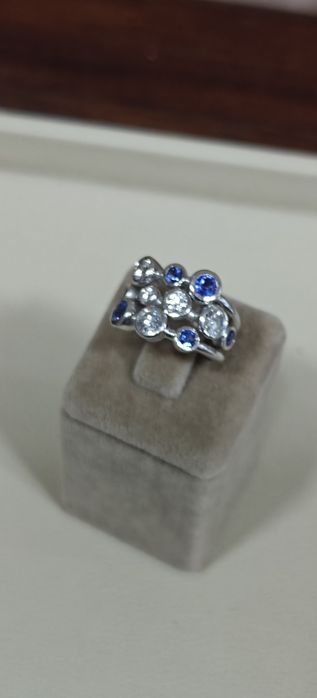 Inel aur 18k 13.28gr diamante și safire naturale (R)