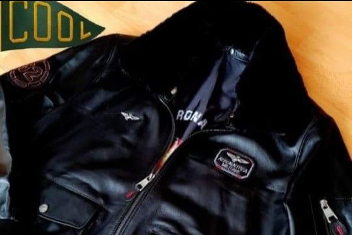 Geaca piele naturala 100% tip aviator,guler detasabil blanita naturala