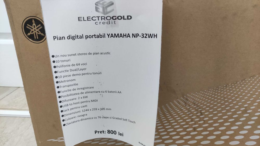 Pian electric portabil Yamaha NP-32WH 76 Clape/12W/Cutie/ca nou! ID434