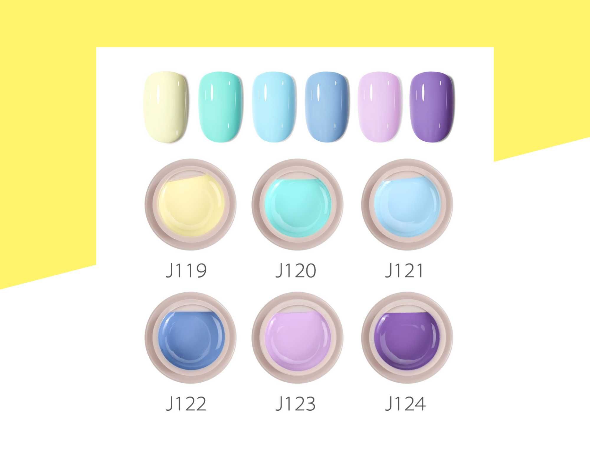Комплект UV/LED пастелни гел бои серия "Macaron" GDCOCO – 6 броя