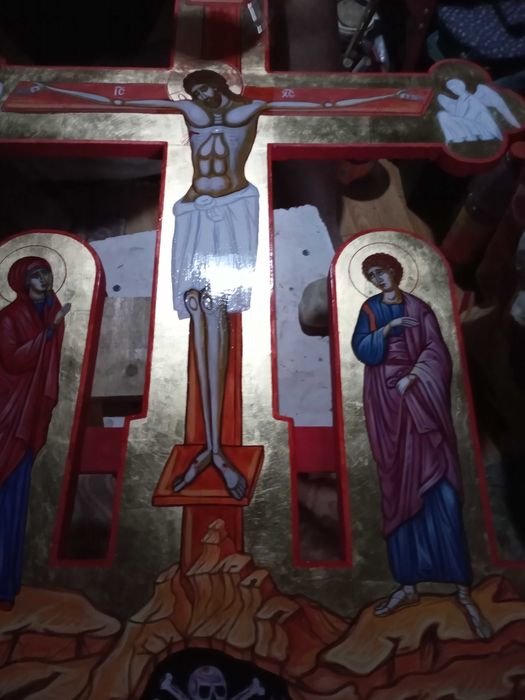 Cruce Troița pictata pe lemn 120cm/85