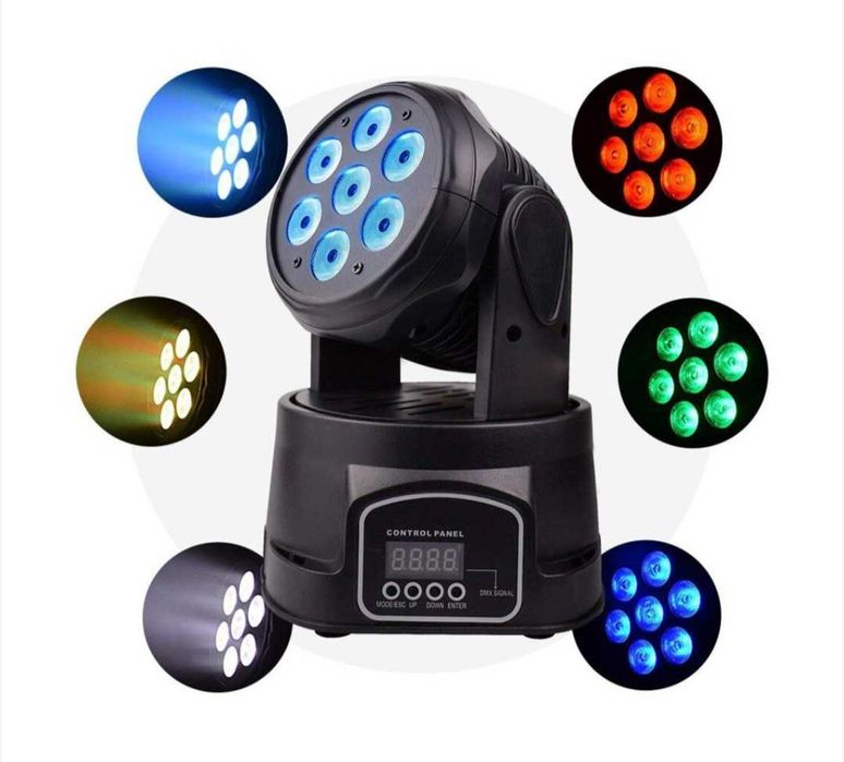 Флаш LED движеща се глава парти проектор 7x10w rgbw