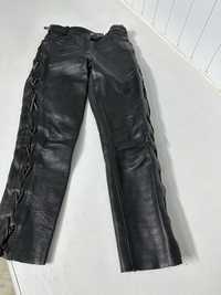 Pantaloni moto de piele cu snur retro chopper clasici