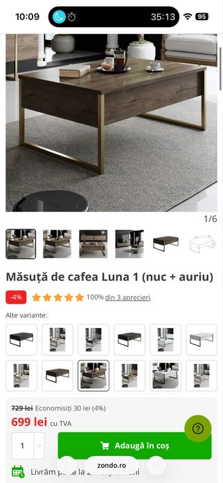 Vand set comoda tv + masuta de cafea lemn de nuc