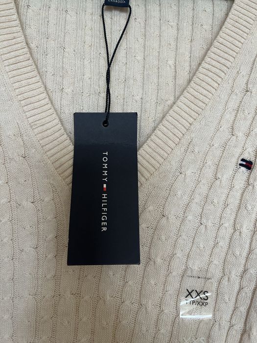 Pulover V neck Tommy Hilfiger slim fit waist pentru femei XXS