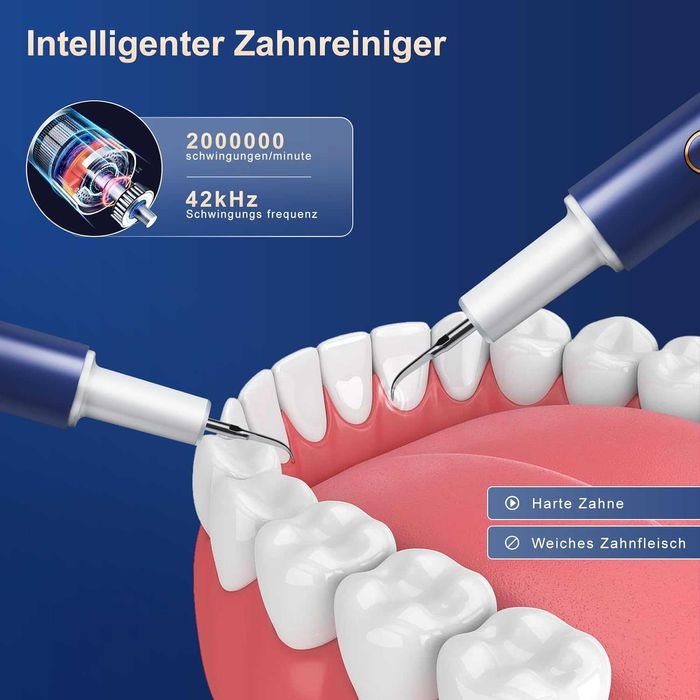 Set Profesional de Curățare a Dinților cu Ultrasunete, 4 Capete/Moduri