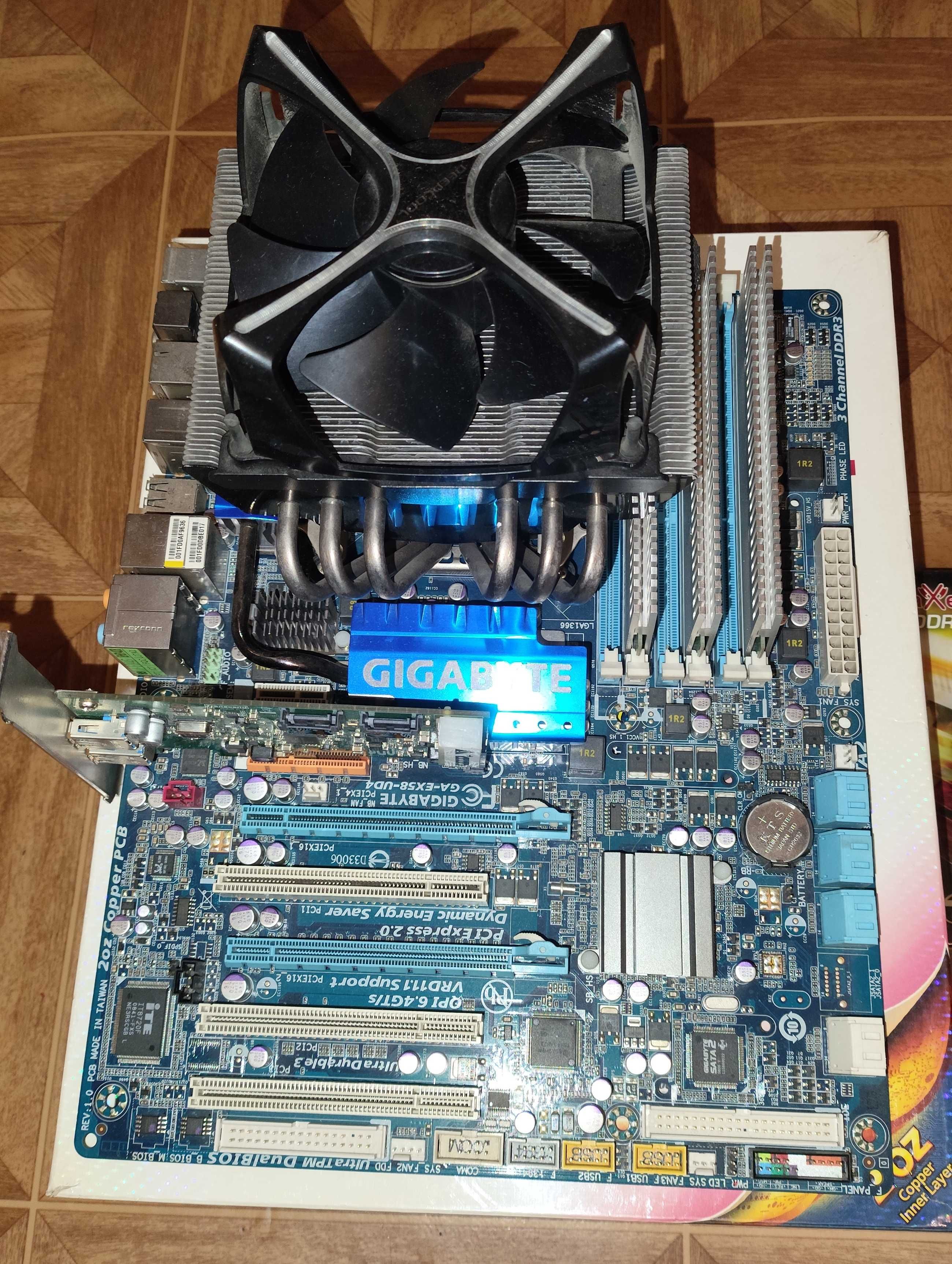 мат. плата gigabyte ex58-ud4 + проц i7 + 3 озу по 2гб + кулер deepcool