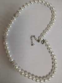 Colier perle cu bile de argint și cristale