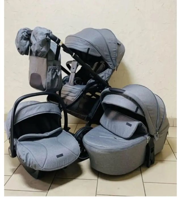 Коляска 3 в 1 luxmom серая