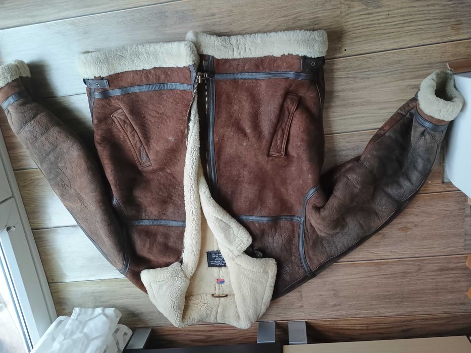 Пилотско Кожено Яке Кожух B3 100% Обърната Агнешка Кожа