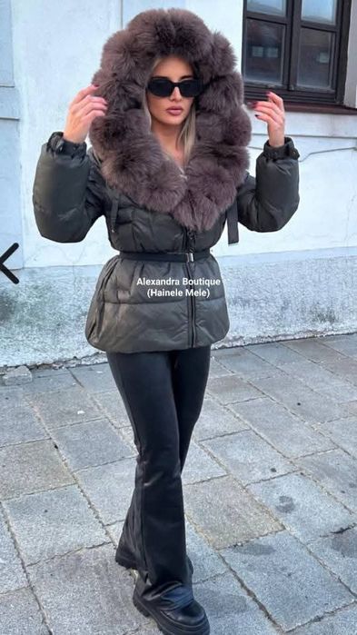 Geaca cu blana naturala de vulpe