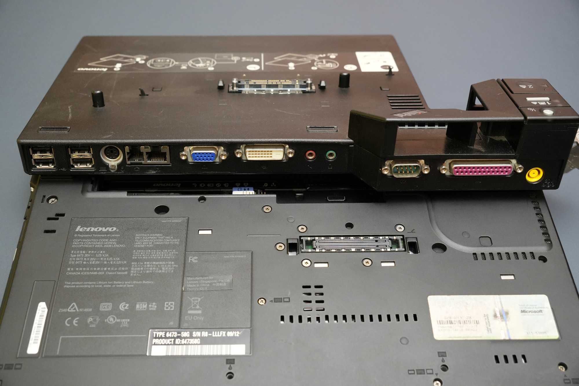 Продавам лаптоп Lenovo ThinkPad T400 с докинг станция и зарядно